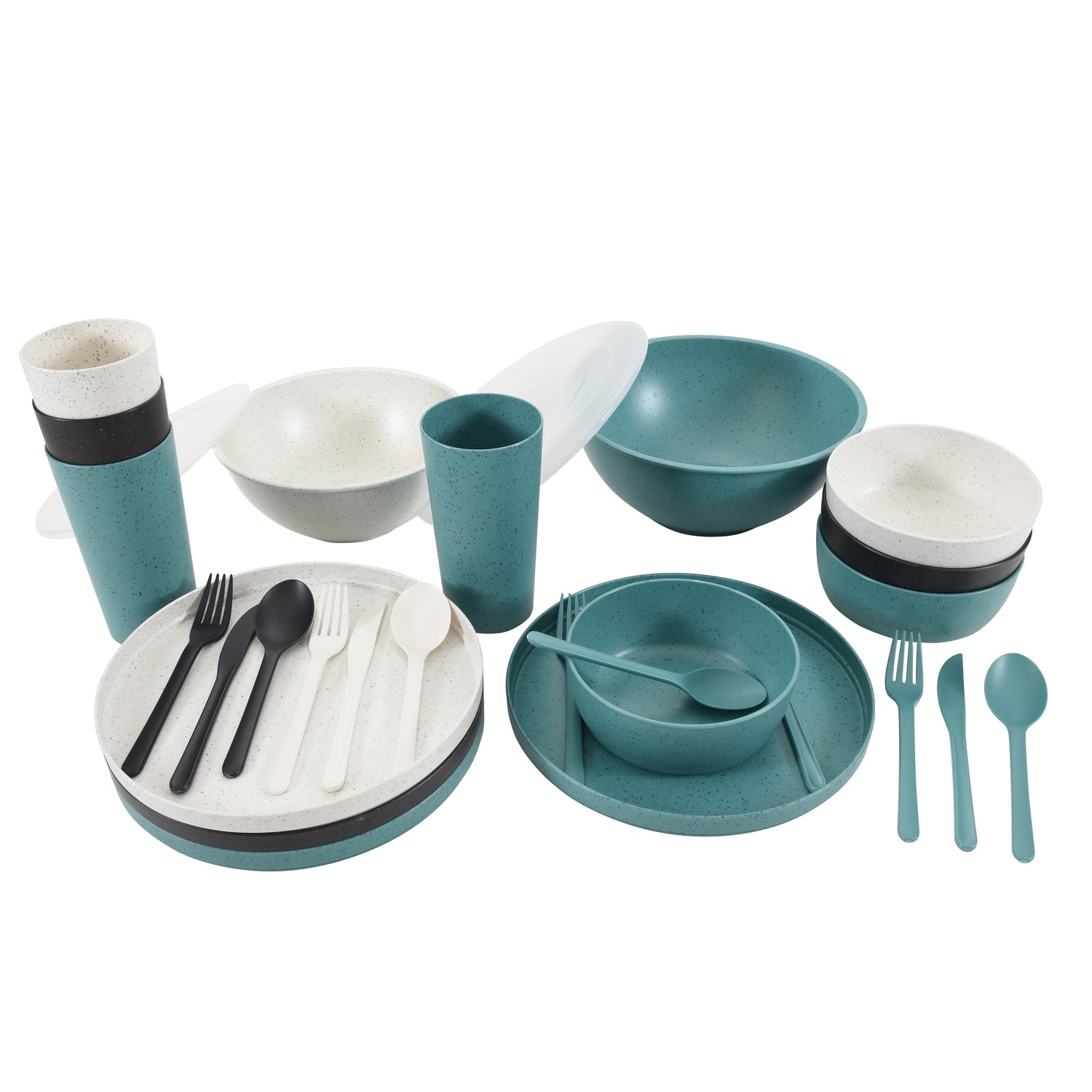 &quot;Stylish and Sustainable 28-Piece Recycled Plastic Dinnerware Set&quot;