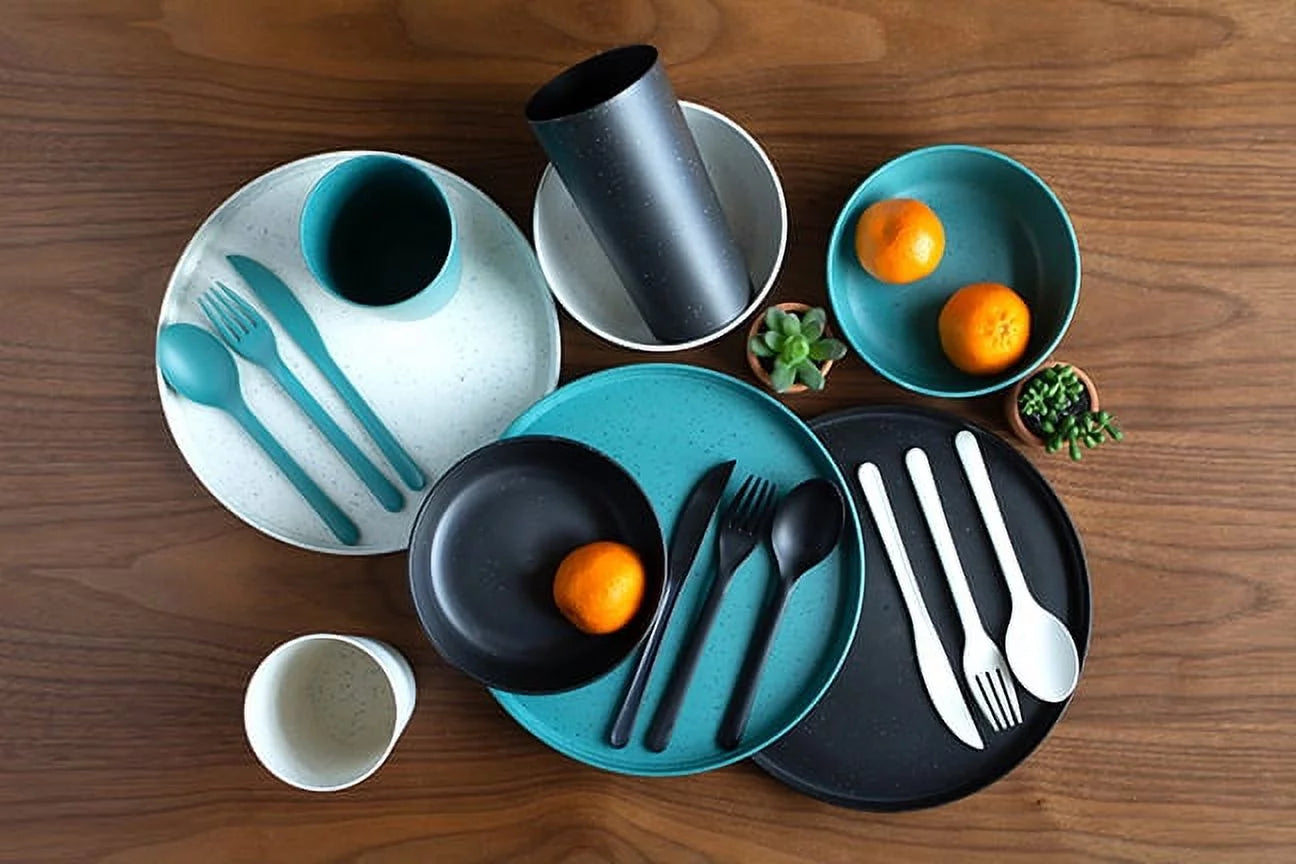 &quot;Stylish and Sustainable 28-Piece Recycled Plastic Dinnerware Set&quot;