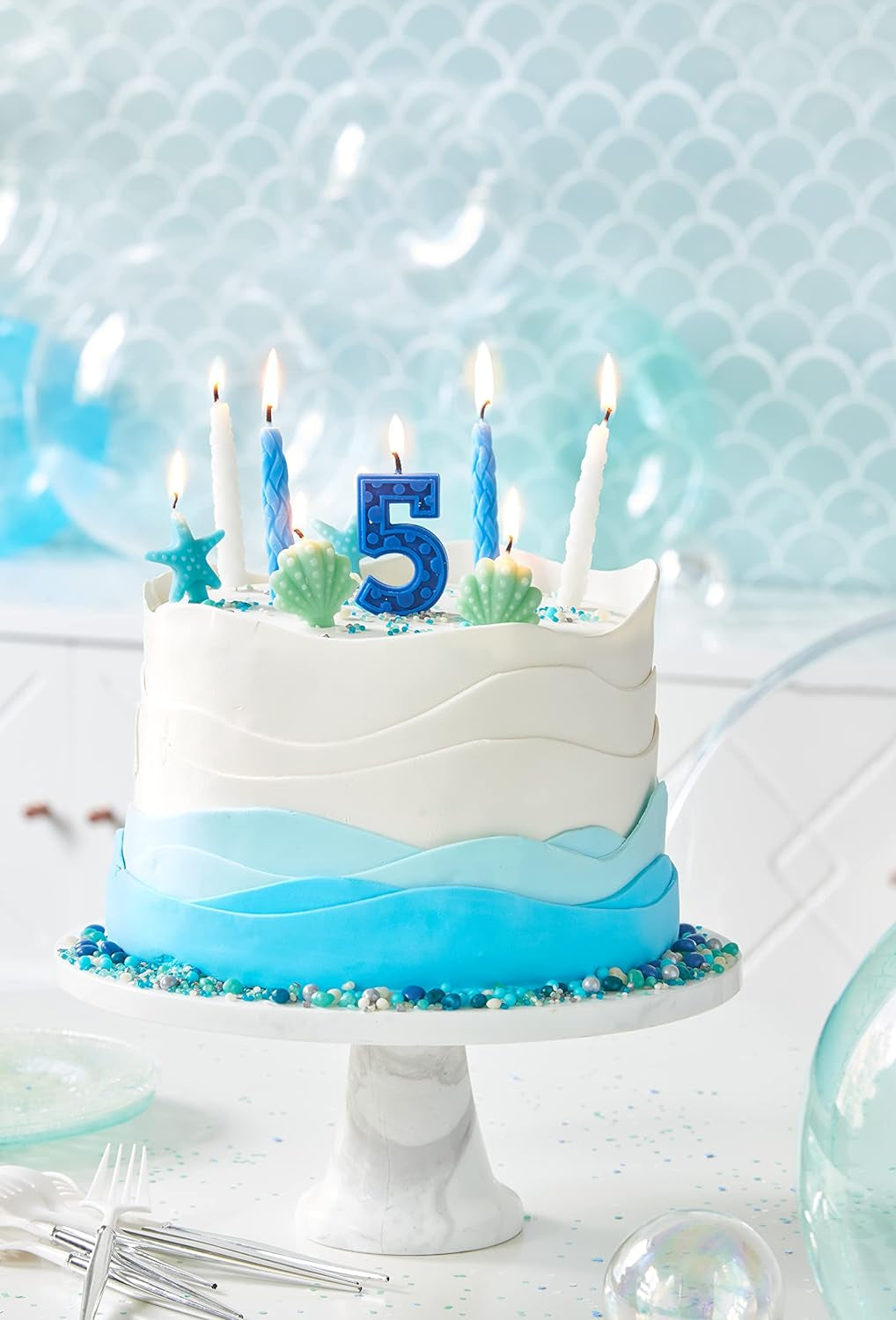 &quot;Sparkling Aqua Birthday Candle Set (12-Pack)&quot;