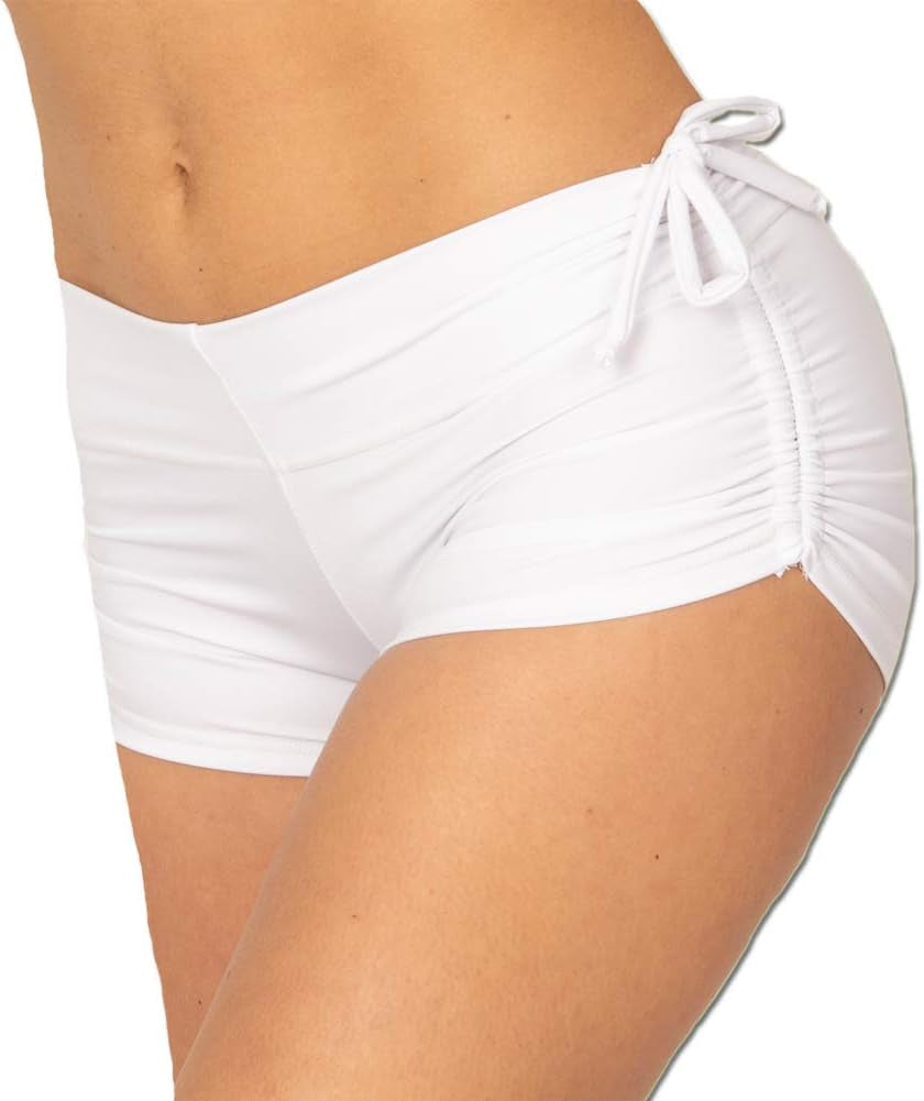 &quot;USA-Made Eco Chic Stretchy Yoga Shorts: Adjustable Tie Side&quot;