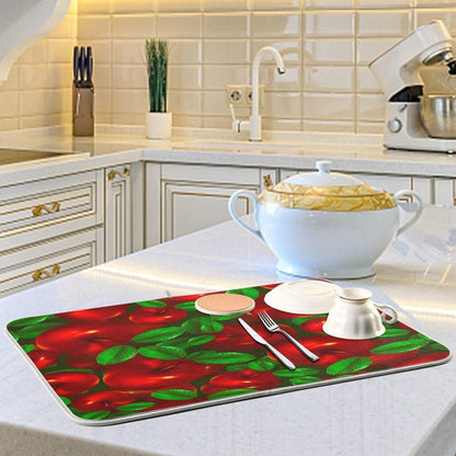 &quot;Red Apple Reversible Dish Drying Mat - Sustainable Kitchen Essential!&quot;