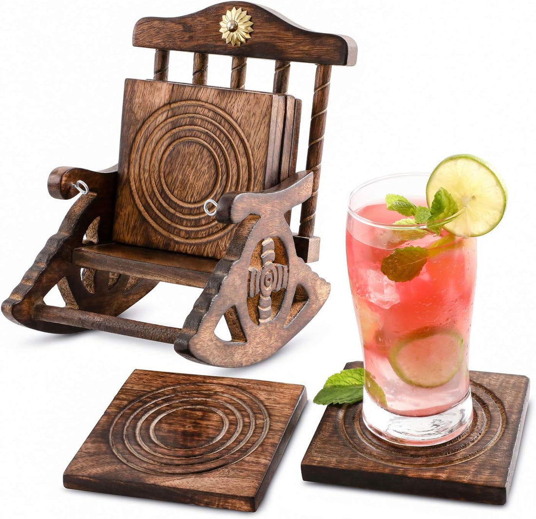 Antique Inspired Handcrafted Wooden Coasters - Eco-Friendly and Absorbent