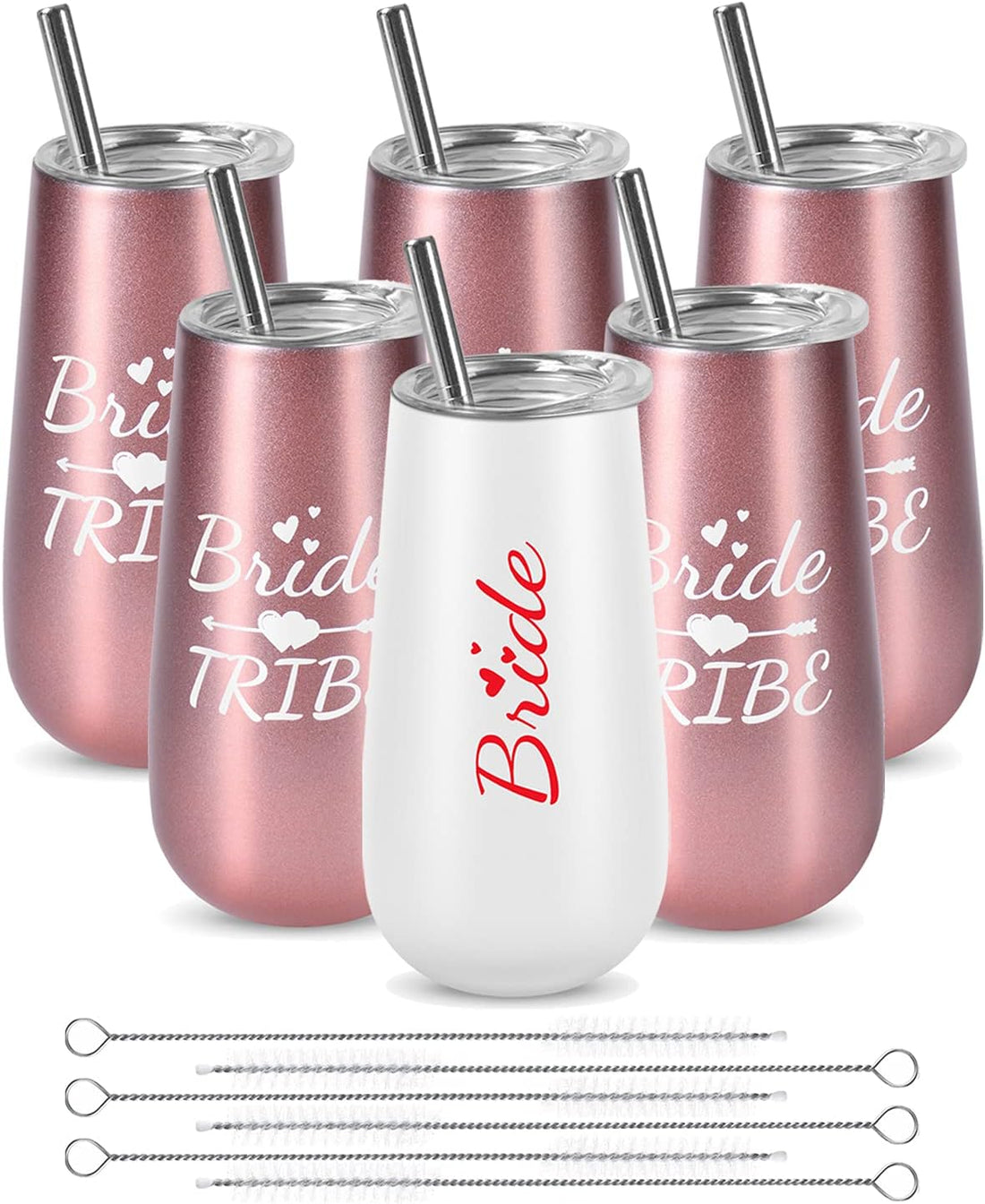 &quot;Bride Tribe Stainless Steel Wine Tumblers - Set of 6 Bridesmaid Proposal Gifts&quot;