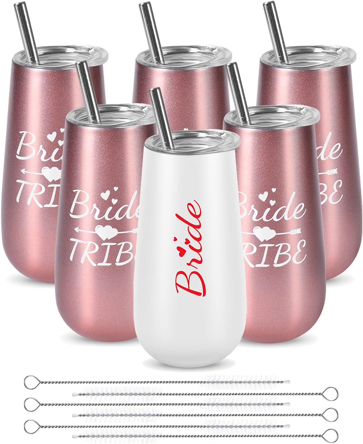 &quot;Bride Tribe Stainless Steel Wine Tumblers - Set of 6 Bridesmaid Proposal Gifts&quot;