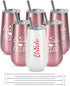 "Bride Tribe Stainless Steel Wine Tumblers - Set of 6 Bridesmaid Proposal Gifts"