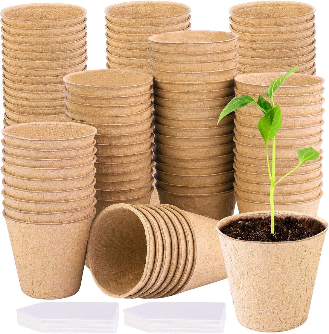 &quot;Eco-Friendly Peat Pot Seed Starter Kit with Plant Tags - 120 Pieces&quot;