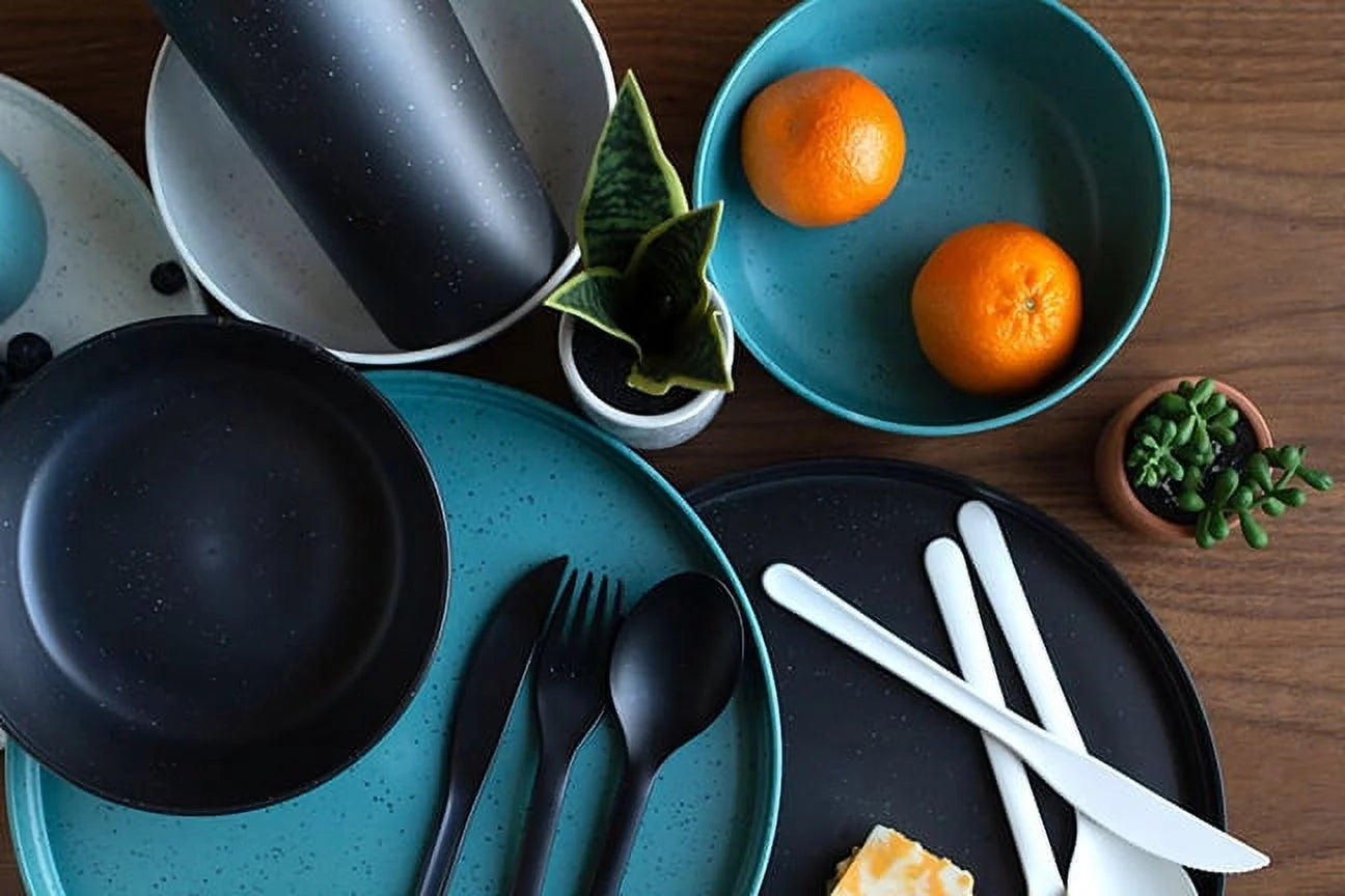 &quot;Stylish and Sustainable 28-Piece Recycled Plastic Dinnerware Set&quot;