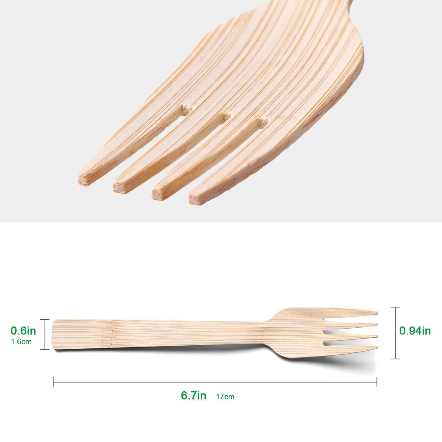 Eco-Friendly Bamboo Utensils - 300 Pack of 6.7&quot; Compostable Disposable Forks and Cutlery