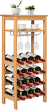 "Premium 4-Tier Bamboo Wine Rack - Elegant Storage for 16 Bottles with Glass Hanger and Table Top"