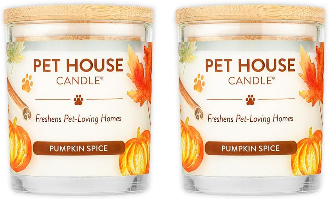 &quot;Cozy Pumpkin Pie Pet House Candle 2-Pack - Eco-Friendly Soy Candles for Long-Lasting Odor Elimination!&quot;