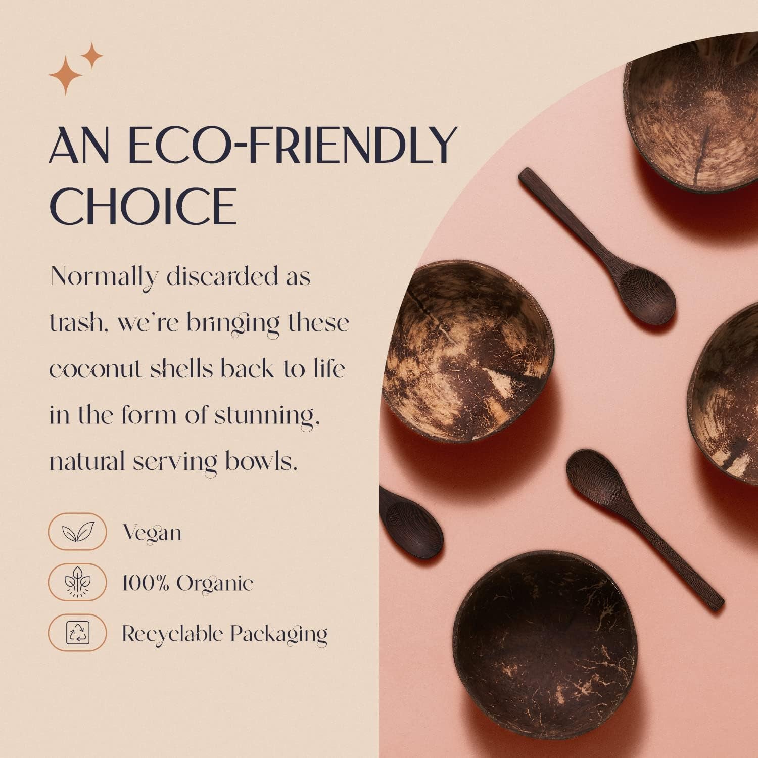 &quot;Polished Coconut Bowl &amp; Wooden Spoons Set - Eco-Friendly Kitchen Decor &amp; Gifts for Women&quot;