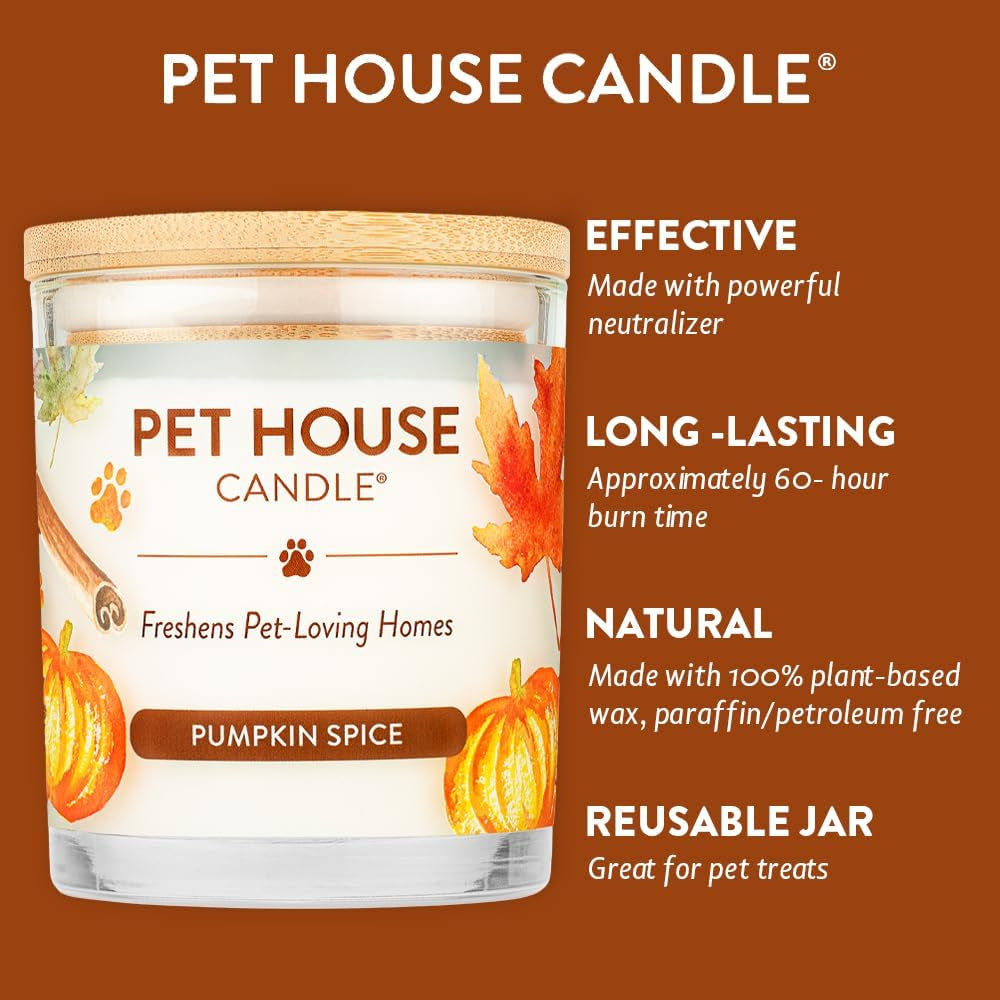 &quot;Cozy Pumpkin Pie Pet House Candle 2-Pack - Eco-Friendly Soy Candles for Long-Lasting Odor Elimination!&quot;