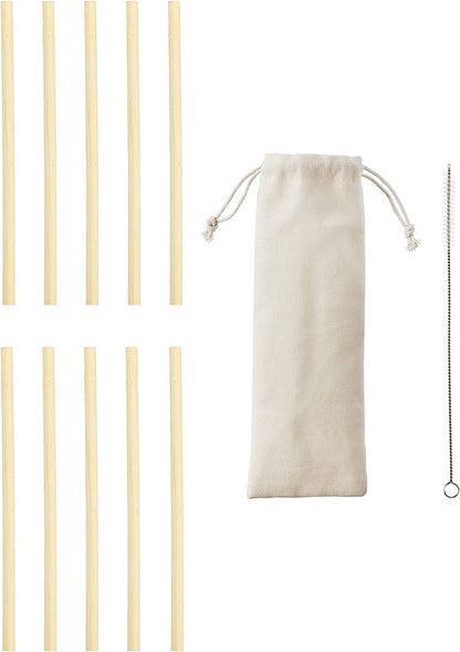 &quot;10-Piece Eco-Friendly Bamboo Straw Set - Reusable, Biodegradable, and Durable&quot;