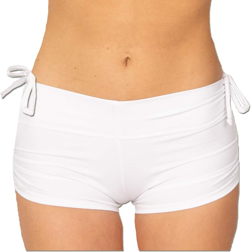 &quot;USA-Made Eco Chic Stretchy Yoga Shorts: Adjustable Tie Side&quot;