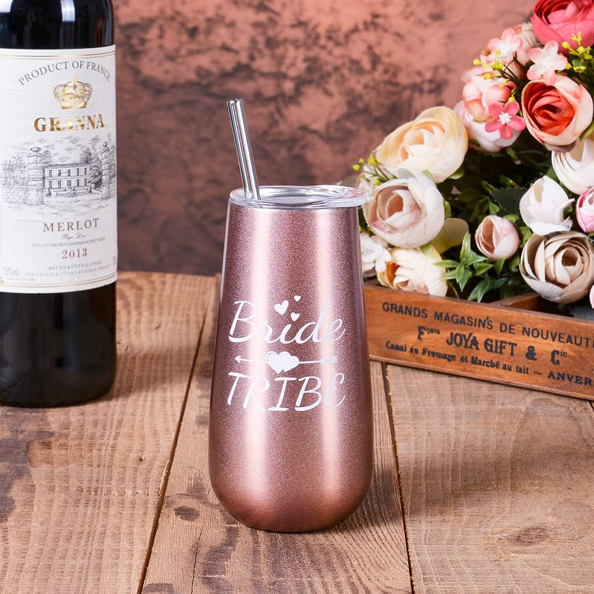 &quot;Bride Tribe Stainless Steel Wine Tumblers - Set of 6 Bridesmaid Proposal Gifts&quot;