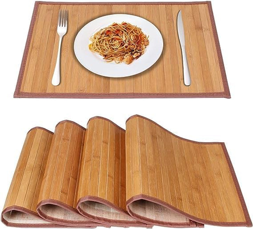 Elegant Bamboo Placemats Set of 4 - Stain &amp; Heat Resistant, Durable Table Mats for Dining Room &amp; Kitchen