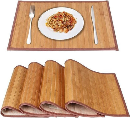 Elegant Bamboo Placemats Set of 4 - Stain &amp; Heat Resistant, Durable Table Mats for Dining Room &amp; Kitchen