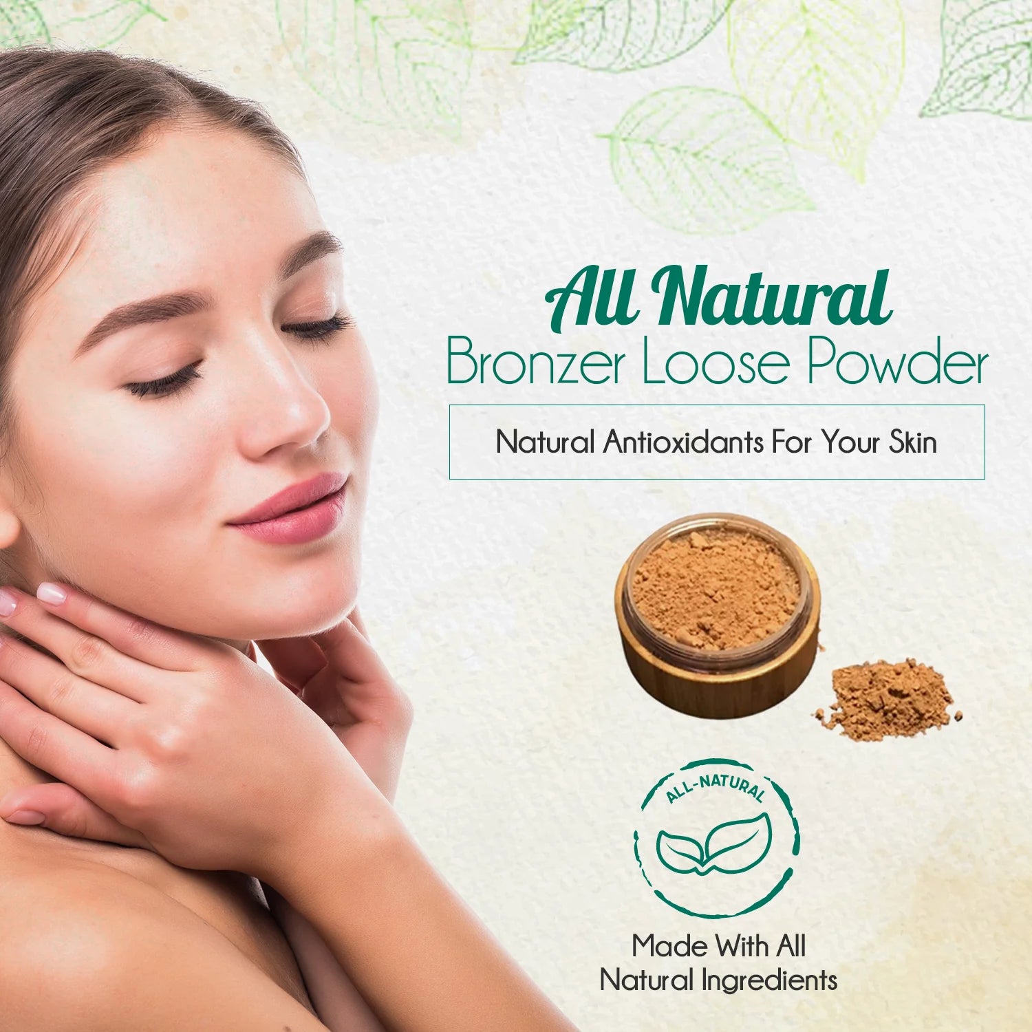 &quot;Organic Glow Loose Powder. Sustainable Beauty Essential.&quot;