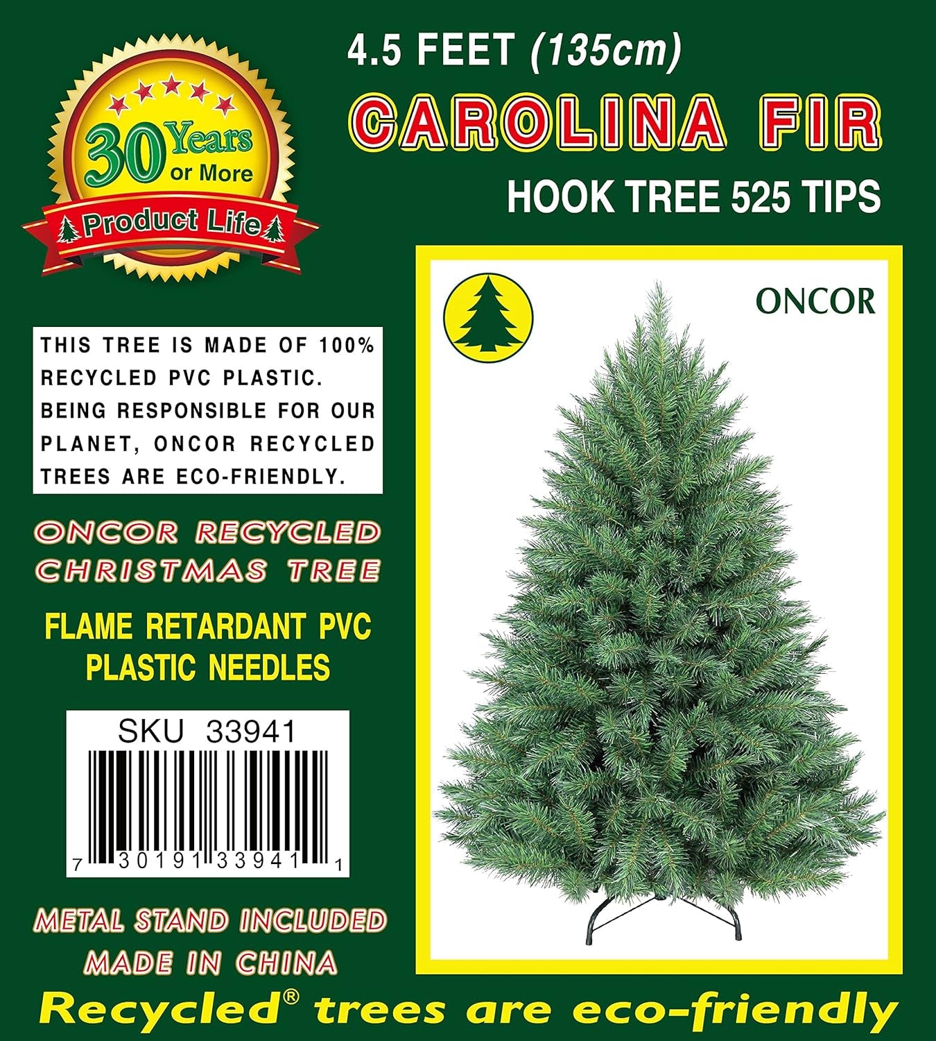 &quot;4.5-Foot Eco-Friendly Carolina Fir Christmas Tree&quot;