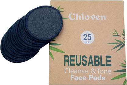 &quot;Reusable Bamboo Makeup Remover Pads - Set of 25 with Laundry Bag&quot;