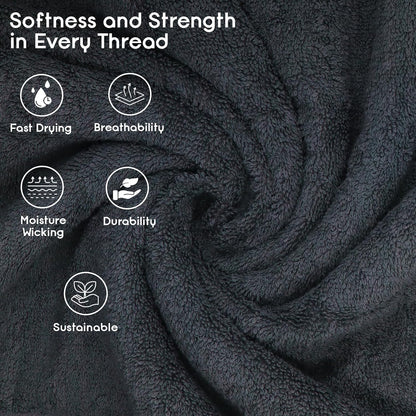 Luxurious 4-Piece Large Bath Towels Set - Gentle on Skin, Quick Drying &amp; Absorbent - Ideal for Bathroom, Gym, Hotel &amp; Spa - Grey, 30&quot; X 52&quot;