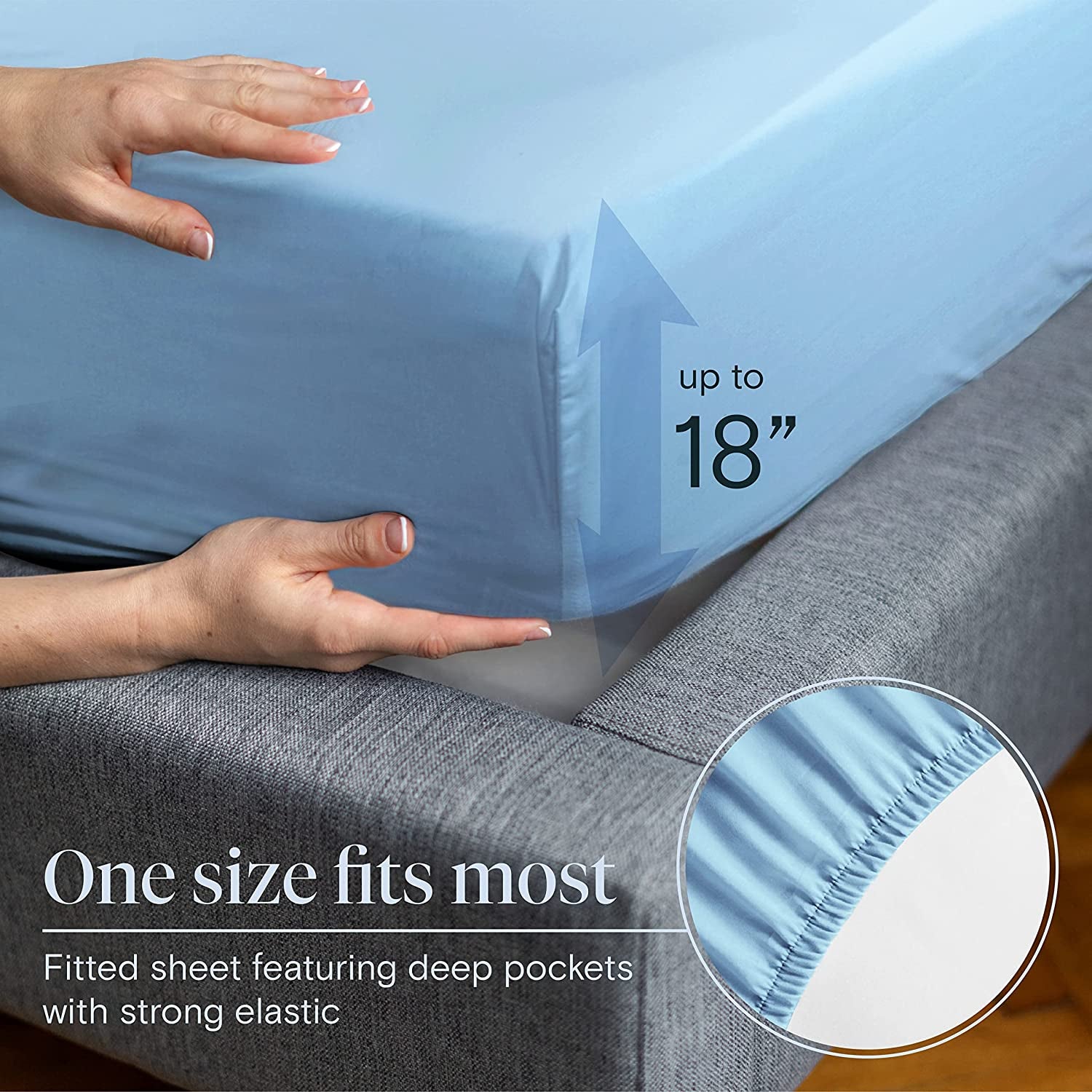 4 PC Sheet Set Sheets Deep Pockets 18&quot; Eco Friendly Wrinkle Free Sheets Machine Washable Hotel Bedding Silky Soft - Sky Twin