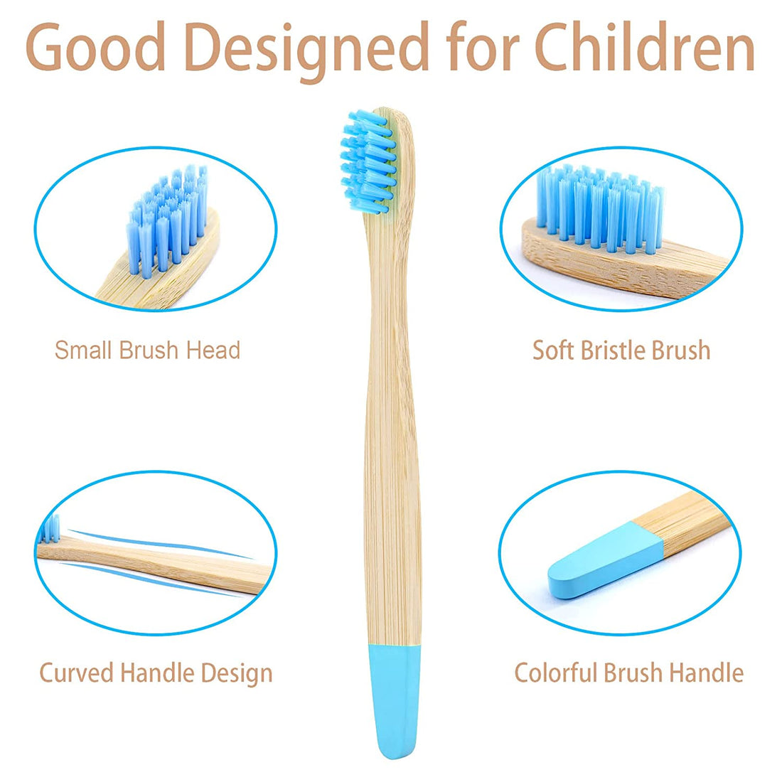 Kids Bamboo Toothbrushes 10 Pack Soft Bristles, Children&