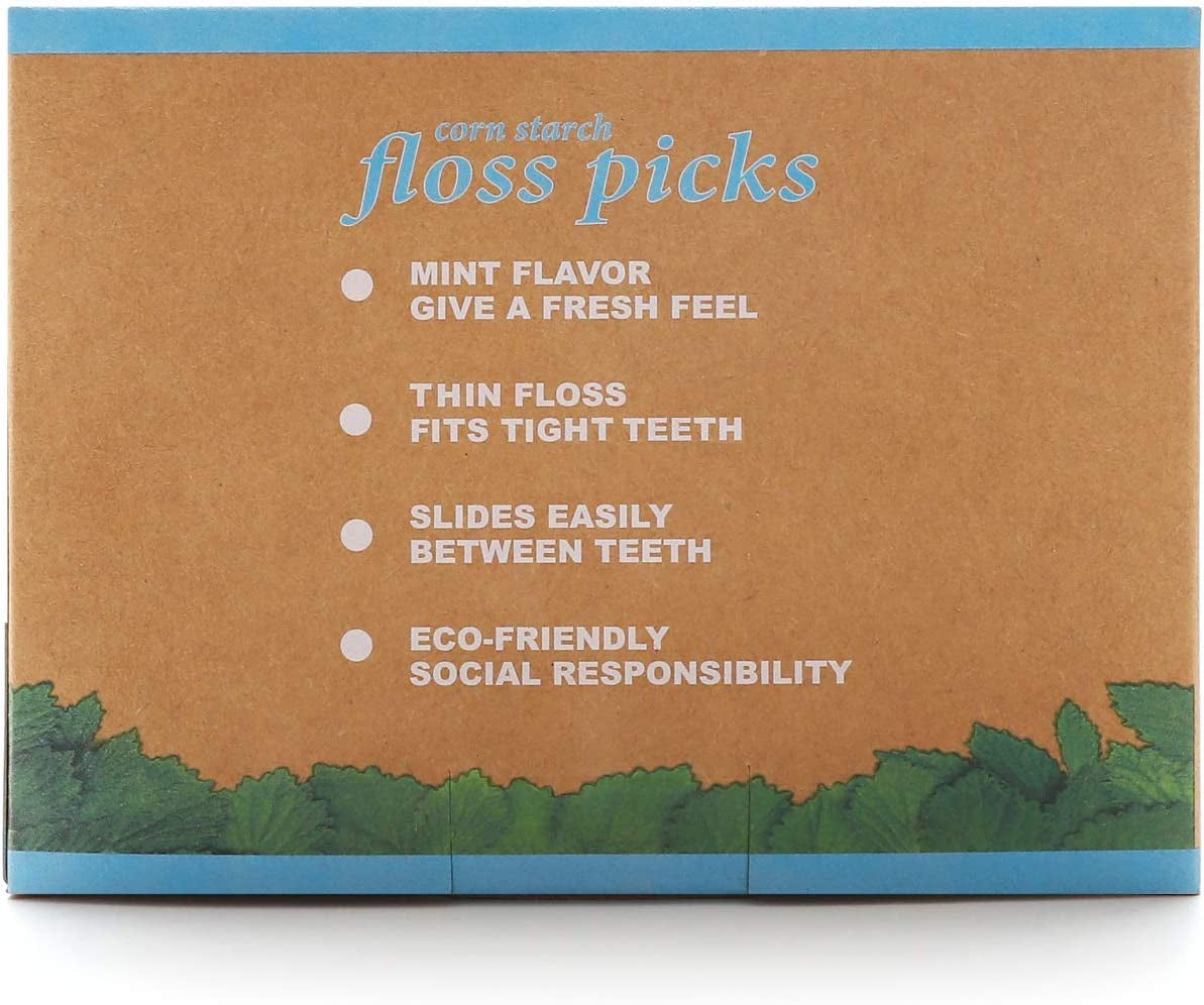 Natural Dental Floss Picks - 200 Count - BPA Free, Vegan, Sustainable, Eco Friendly, Natural Dental Flossers by  (Mint)