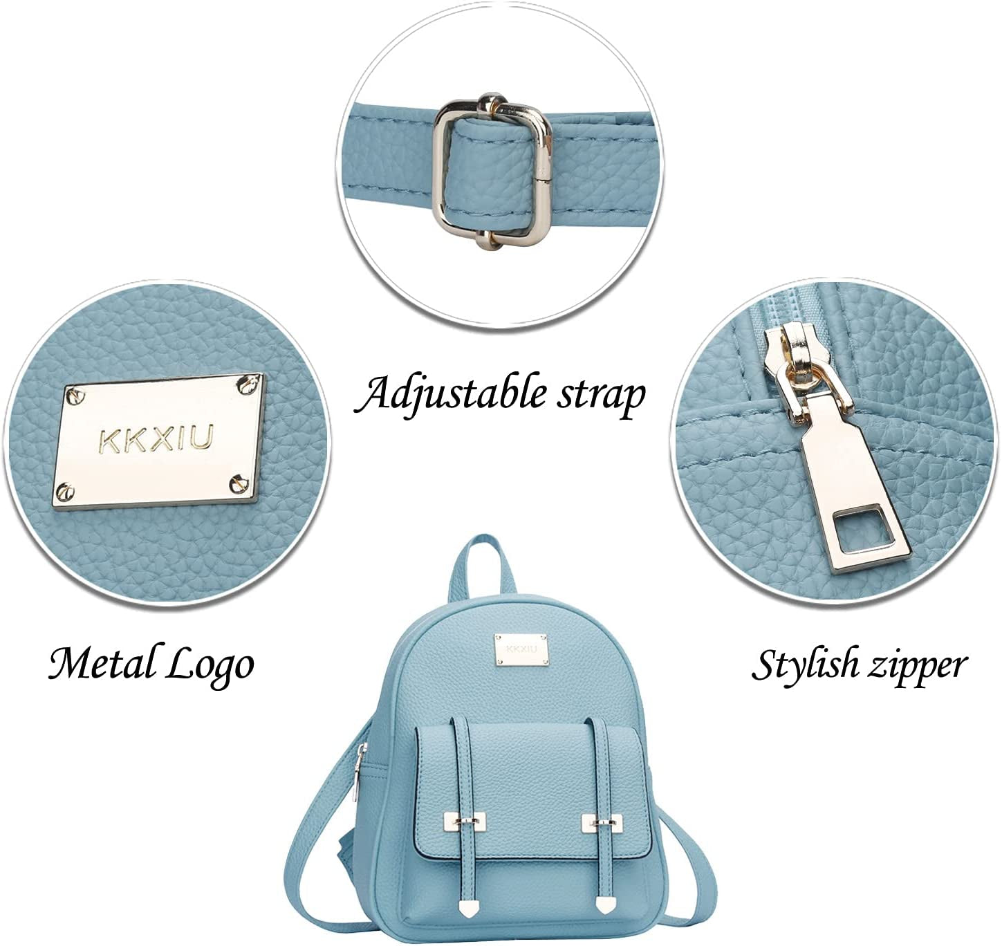 Fashion Mini Backpack for Teen Girls Eco Friendly Synthetic Leather Bookbag for Women (Mini Size, Blue)