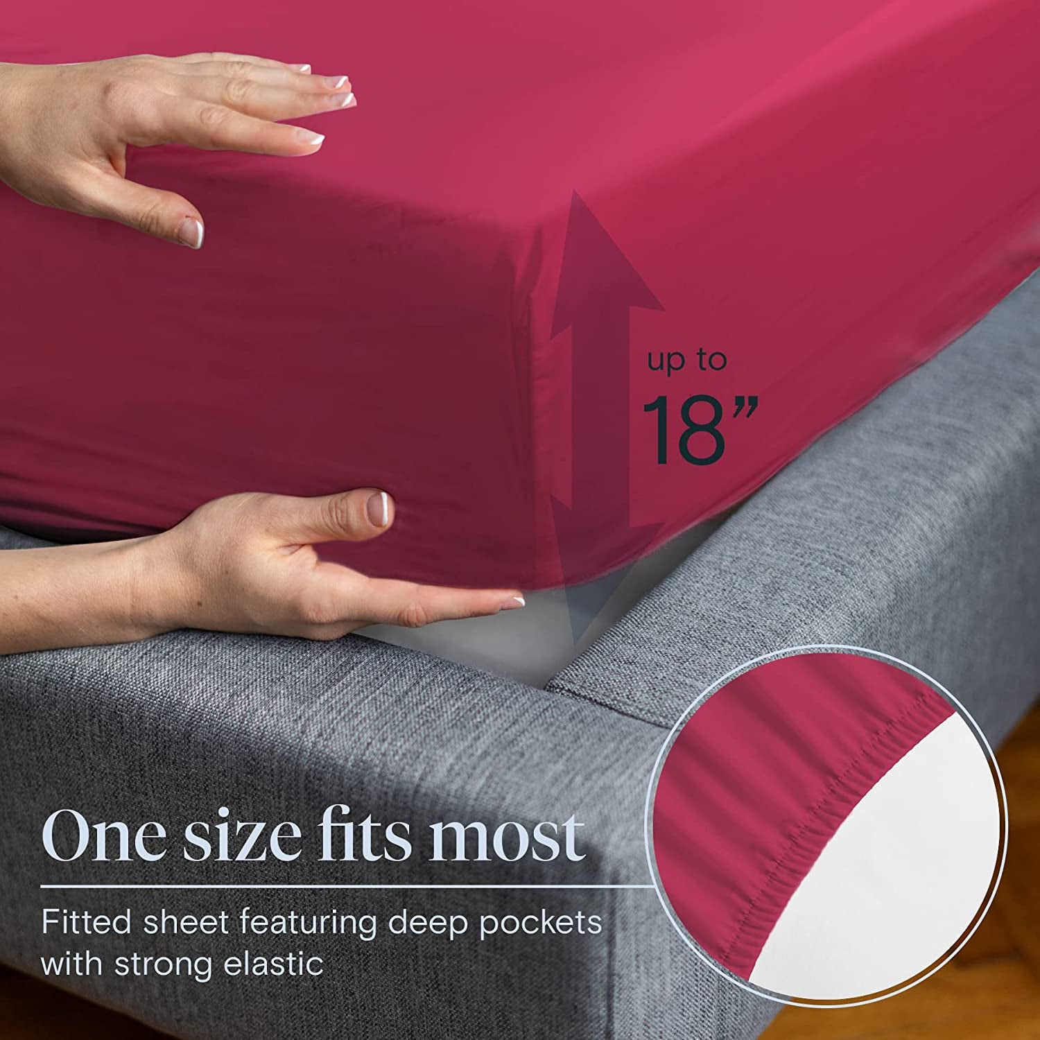 6 PC Sheet Set Sheets Deep Pockets 18&quot; Eco Friendly Wrinkle Free Sheets Machine Washable Hotel Bedding Silky Soft - Burgundy King