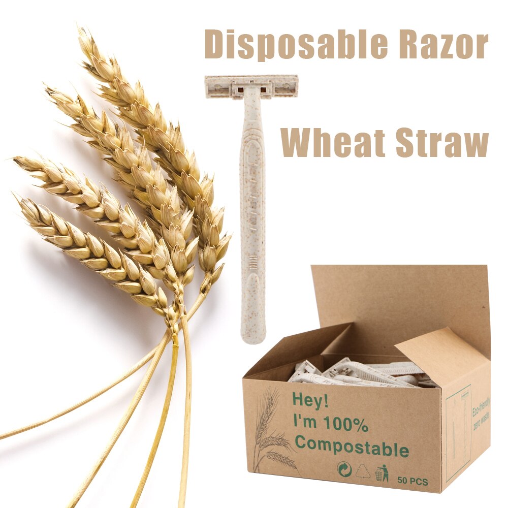 50/100 Pieces Eco Friendly Wheat Straw Manual Razor