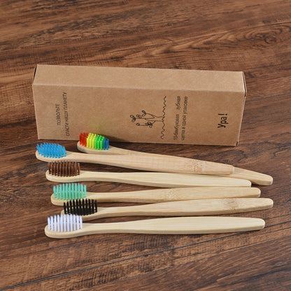 10PCS Colorful Natural Bamboo Tooth Brush Set