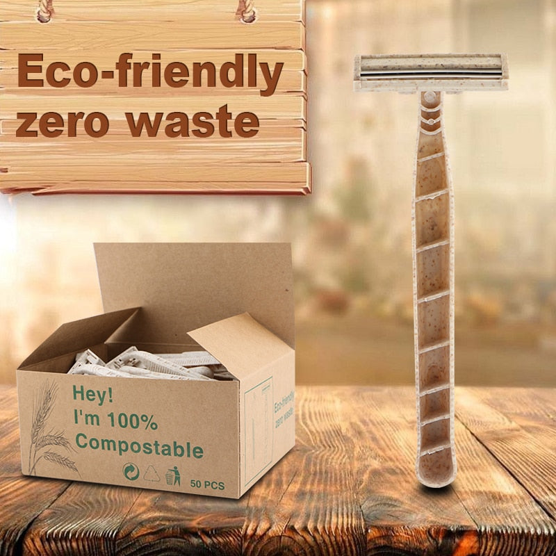 50/100 Pieces Eco Friendly Wheat Straw Manual Razor