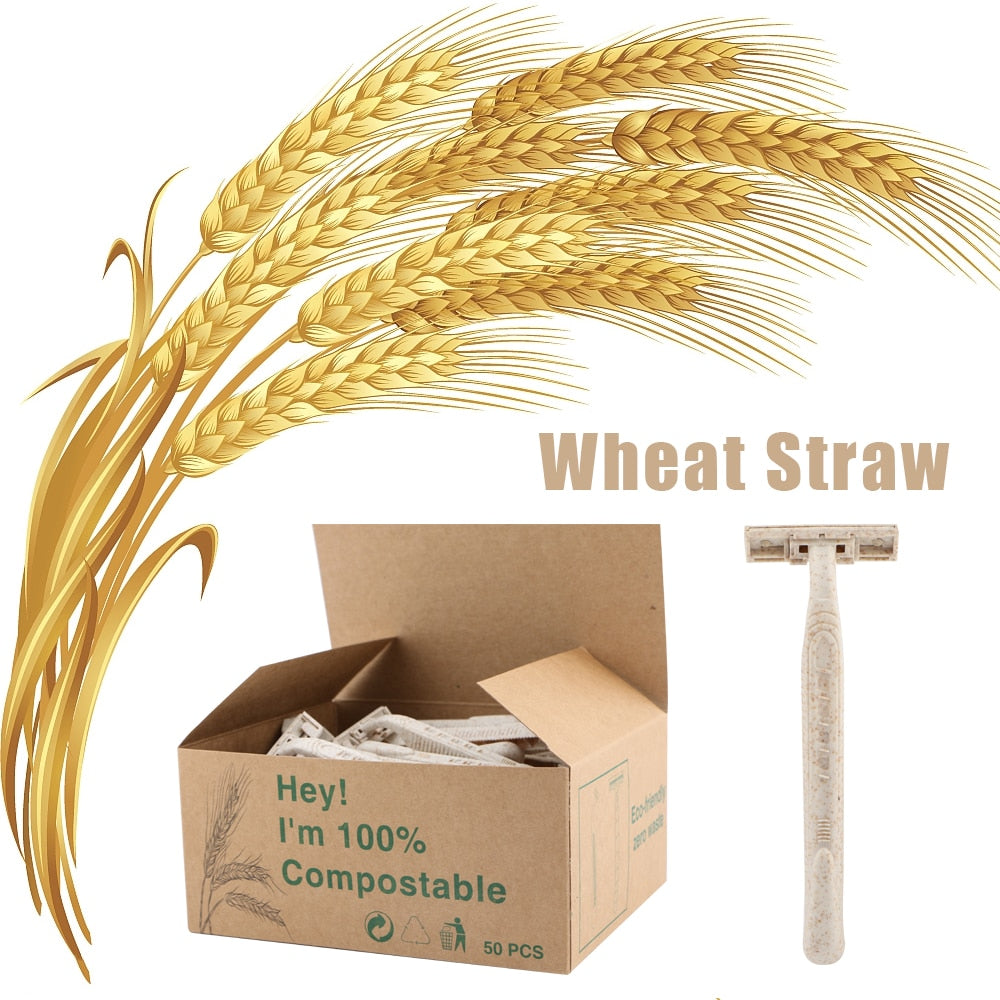 50/100 Pieces Eco Friendly Wheat Straw Manual Razor