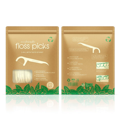 75pcs Biodegradable Dental Floss Sticks