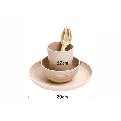 6Pcs Wheat Straw Dishes Set