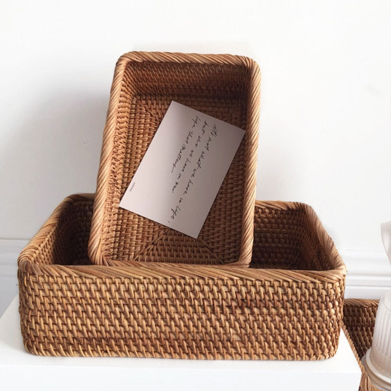 Hand-woven Rattan Wicker Basket