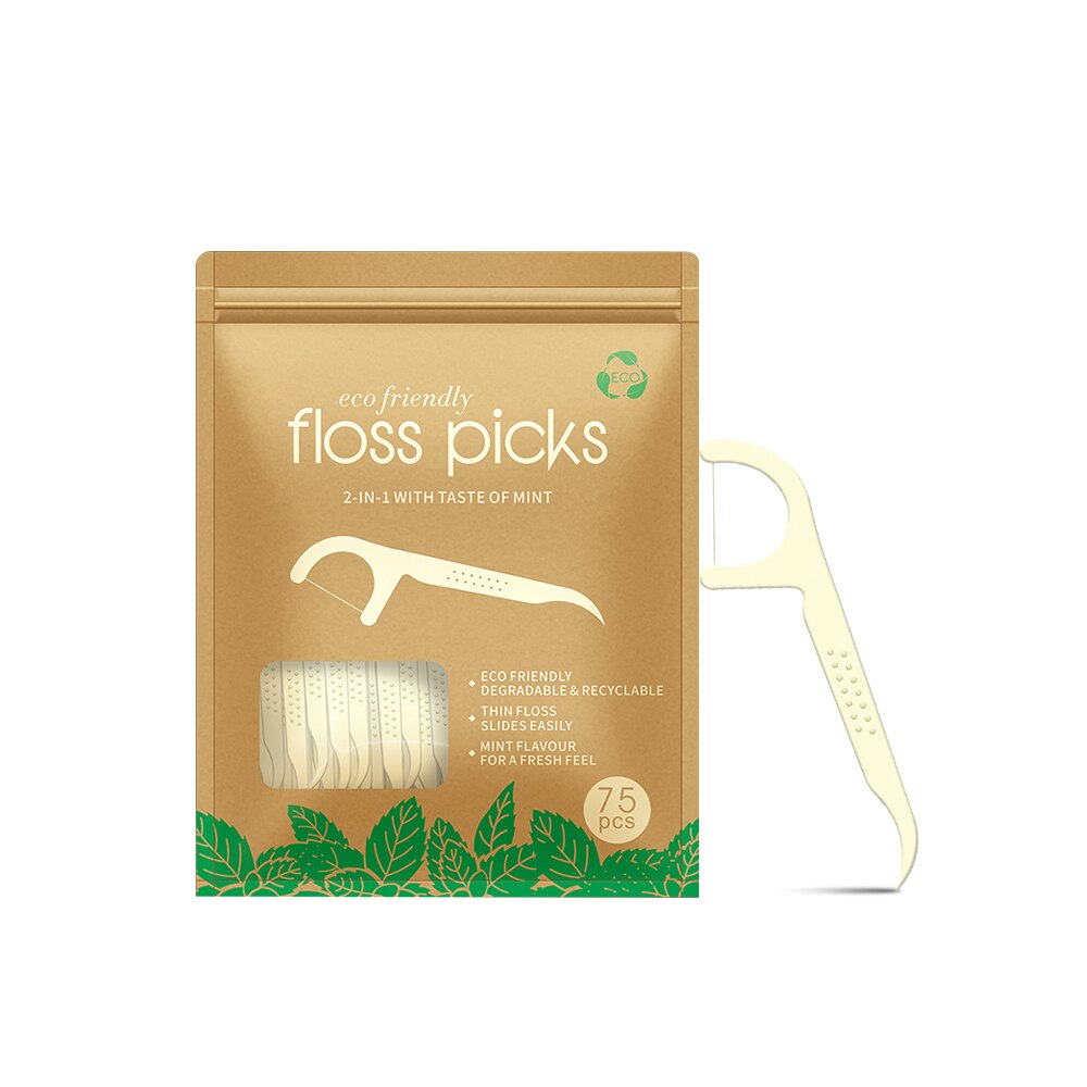 75pcs Biodegradable Dental Floss Sticks