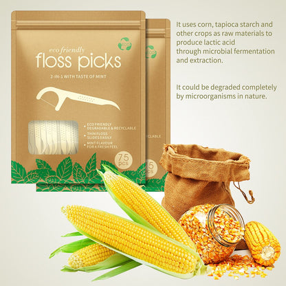 75pcs Biodegradable Dental Floss Sticks