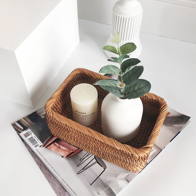 Hand-woven Rattan Wicker Basket