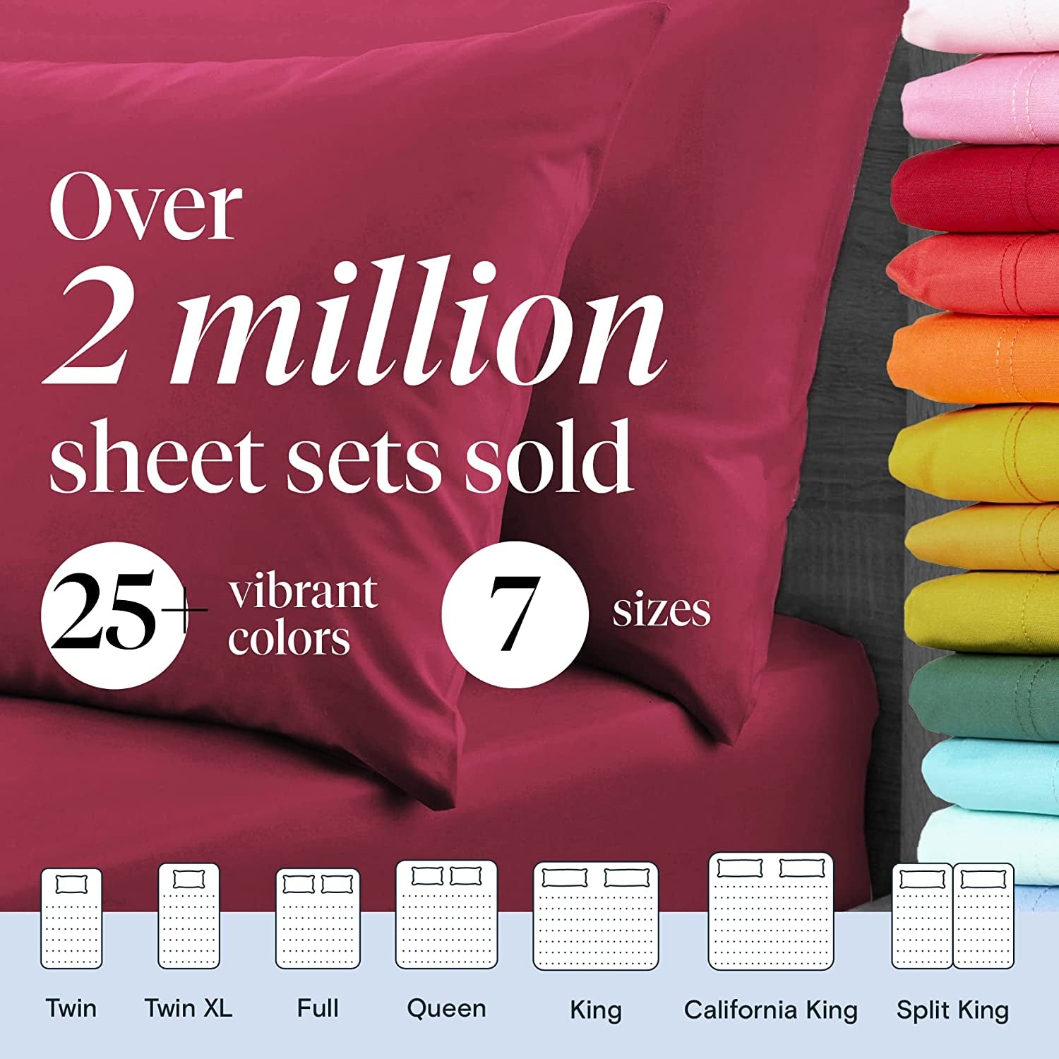 6 PC Sheet Set Sheets Deep Pockets 18&quot; Eco Friendly Wrinkle Free Sheets Machine Washable Hotel Bedding Silky Soft - Burgundy King