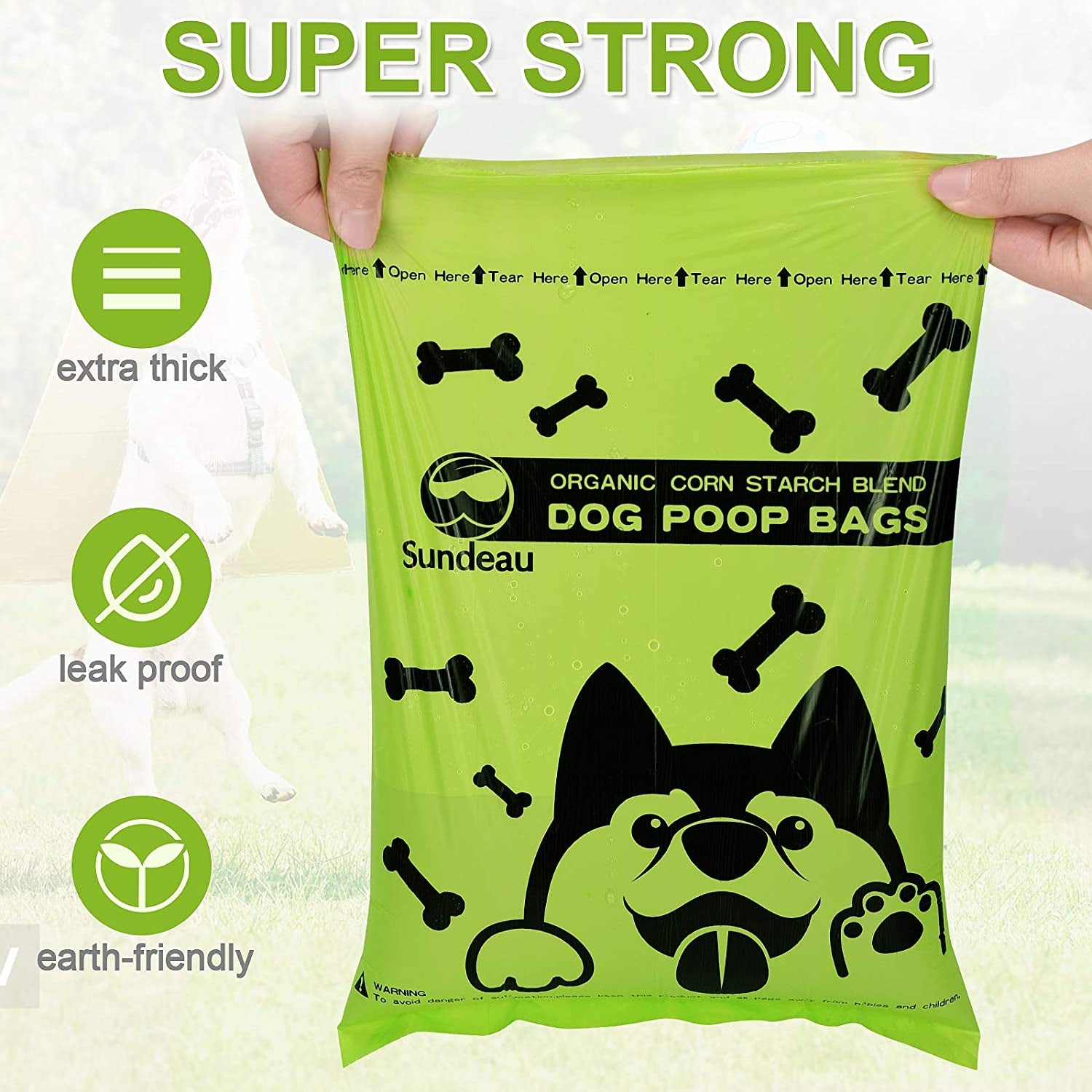 Biodegradable Poop Bag for Dog, Eco Friendly Poop Bags ,Leak Proof Dog Waste Bags, Unscented Compostable Poop Bags (120Bags,8Rolls)