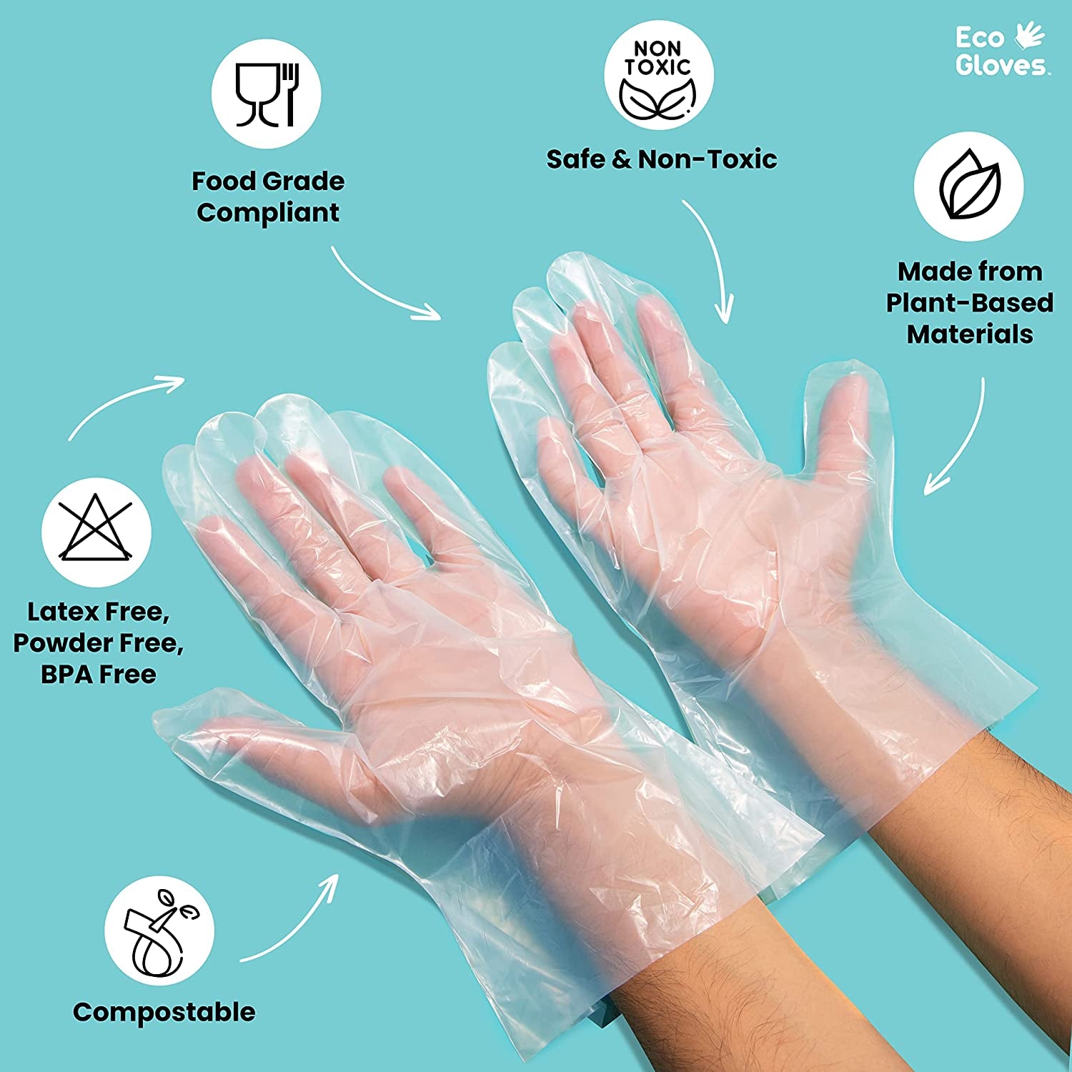 Plant-Based Compostable Eco-Friendly Gloves for Food Prep &amp; Cleaning